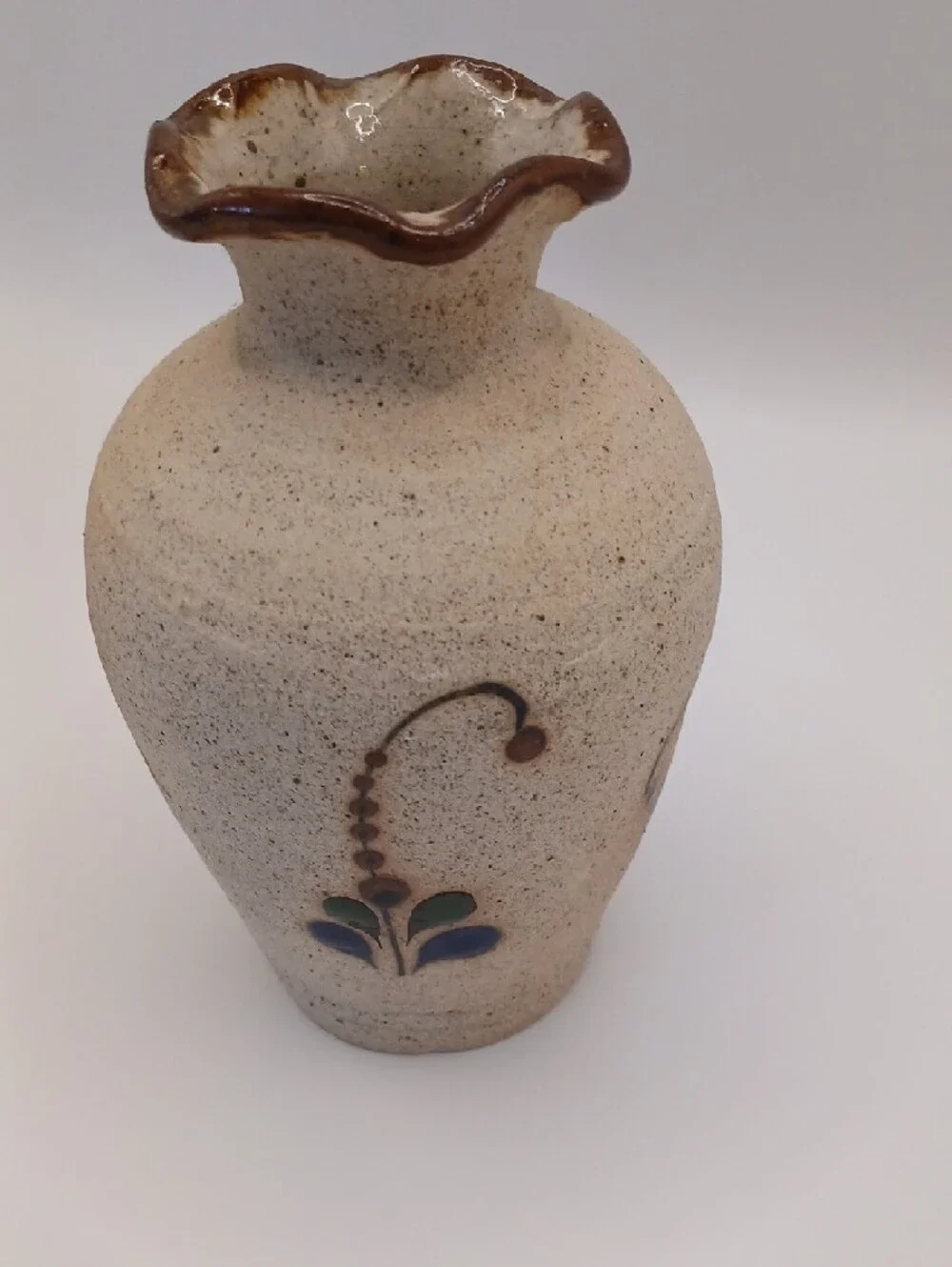 Tonala Hand-painted Floral Pottery Vase 5.5